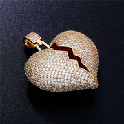 BROKEN HEART ICED OUT PENDANT (GOLD)