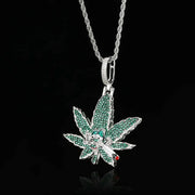 HIGH WEED LEAF ICED OUT PENDANT