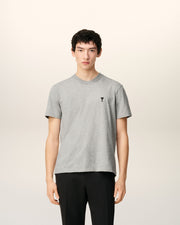 AmiParis Grey Cotton Contrasted Adc T-Shirt