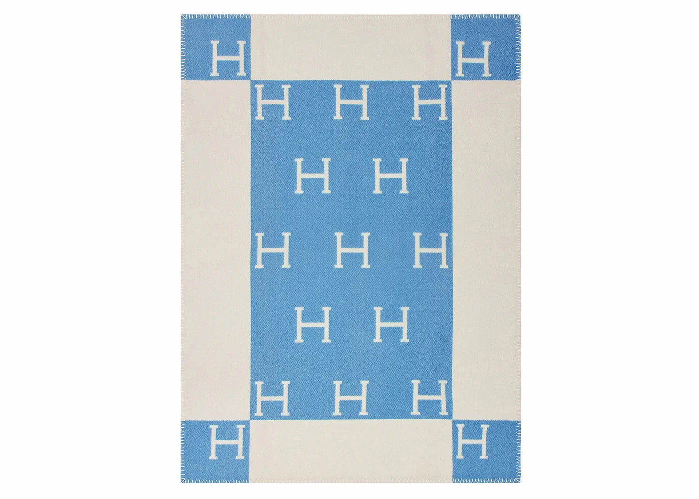 Hermes Avalon Baby Blanket Bleu Genievre/Blanc