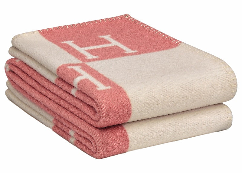Hermes Avalon Baby Blanket Rose Airelle/Blanc