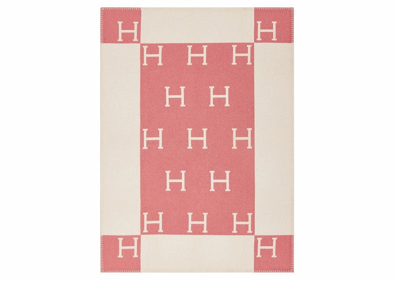 Hermes Avalon Baby Blanket Rose Airelle/Blanc
