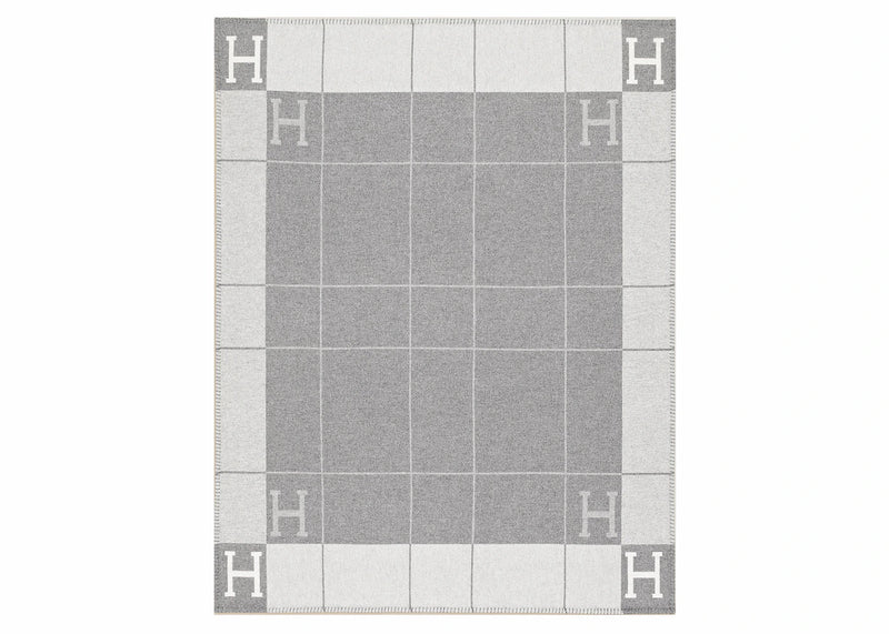 Hermes Avalon III Throw Blanket Ecru/Gris Clair