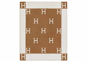 Hermes Avalon Throw Blanket Ecru/Camel