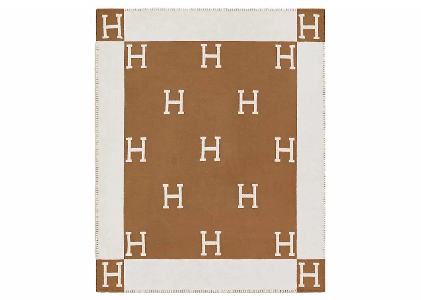 Hermes Avalon Throw Blanket Ecru/Camel