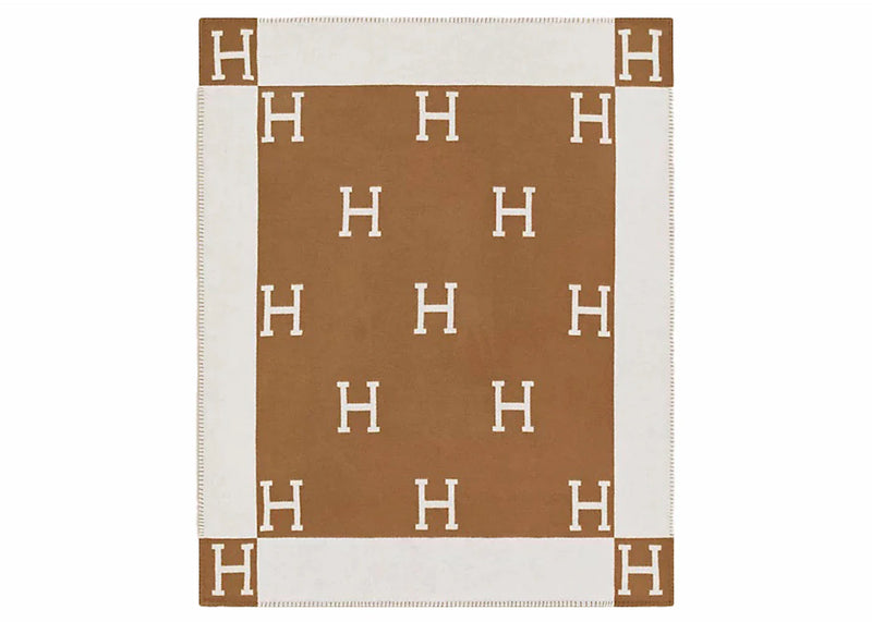 Hermes Avalon Throw Blanket Ecru/Camel