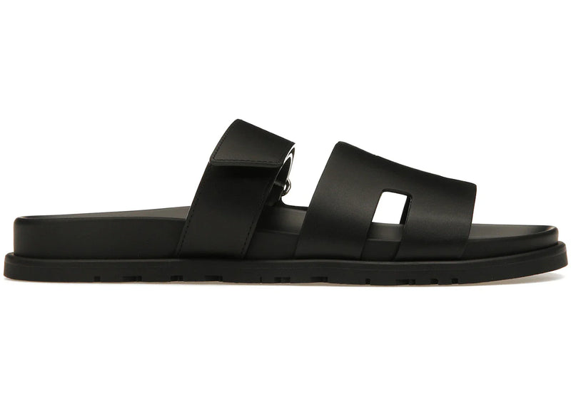 Hermes Chypre Sandal Noir Calfskin Leather (M)
