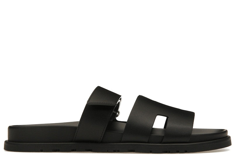 Hermes Chypre Sandal Noir Calfskin Leather (M)