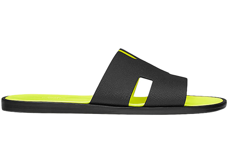 Hermes Izmir Sandal Noir Jaune Fluo Epsom Leather