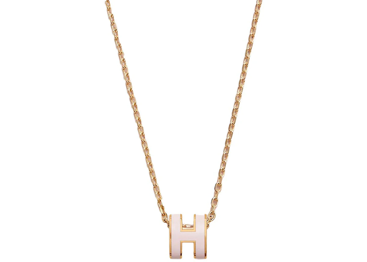Hermes Mini Pop H Pendant Gold-tone Rose Dragee