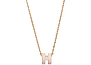Hermes Mini Pop H Pendant Gold-tone Rose Dragee