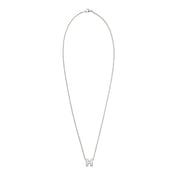 Hermes Mini Pop H Pendant Palladium-tone Blanc