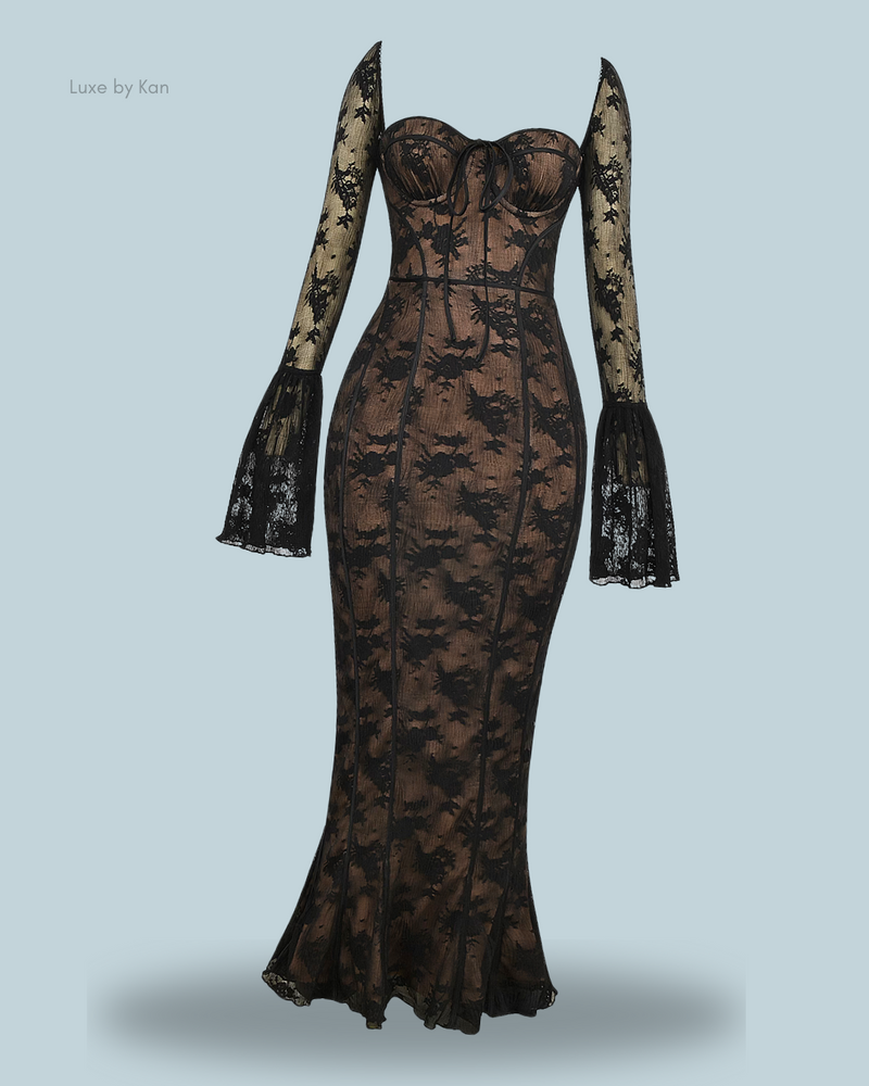 HOUSE OF CB Delilah Long Sleeve Lace Maxi Dress