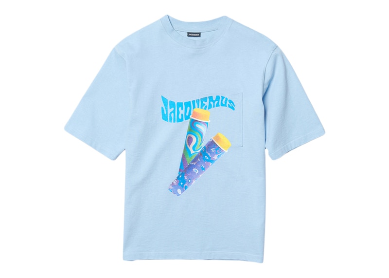 Jacquemus Le T-Shirt Paisley Sorbet Logo Boxy Fit T-Shirt Print Sorbet Blue