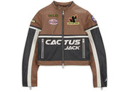 Jordan x Travis Scott Cactus Jack Women'S Leather Jacket Archaeo Brown