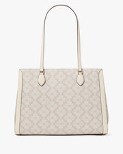 KateSpade Signature Spade Flower East West Large Laptop Tote Dark Beige Multi