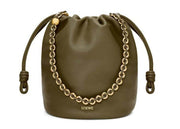 Loewe Flamenco Purse Bucket Bag In Mellow Nappa Lambskin Dark Khaki Green