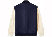 LOEWE Leather Sleeve Bomber Jacket Navy/Cream