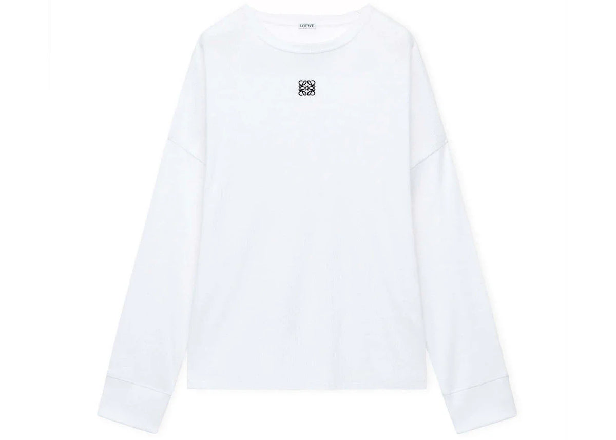 LOEWE Oversized Fit Long Sleeve T-Shirt in Cotton White