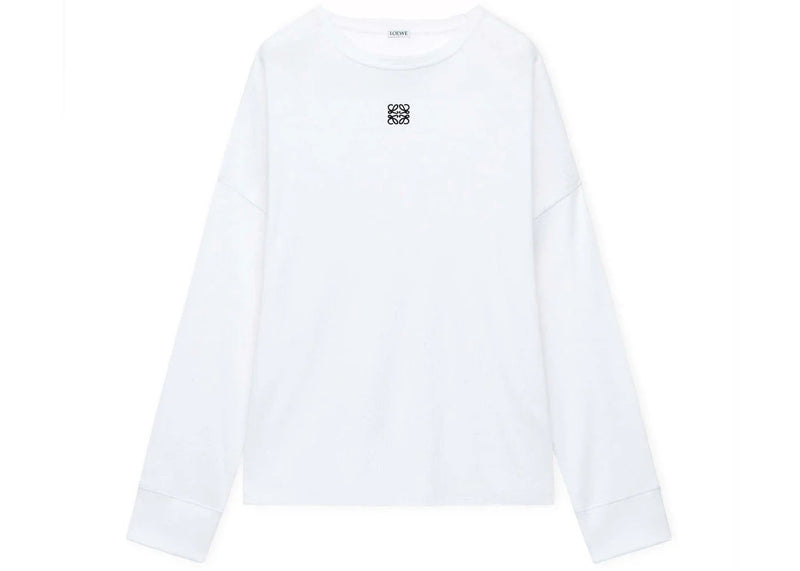 LOEWE Oversized Fit Long Sleeve T-Shirt in Cotton White