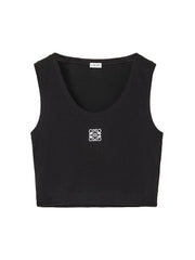 LOEWE Cropped Cotton Anagram Tank Top Black/White