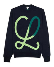 LOEWE L Intarsia Wool Sweater Blue/Green