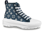 Louis Vuitton Squad Boot Monogram Denim Navy Blue White (Women'S)