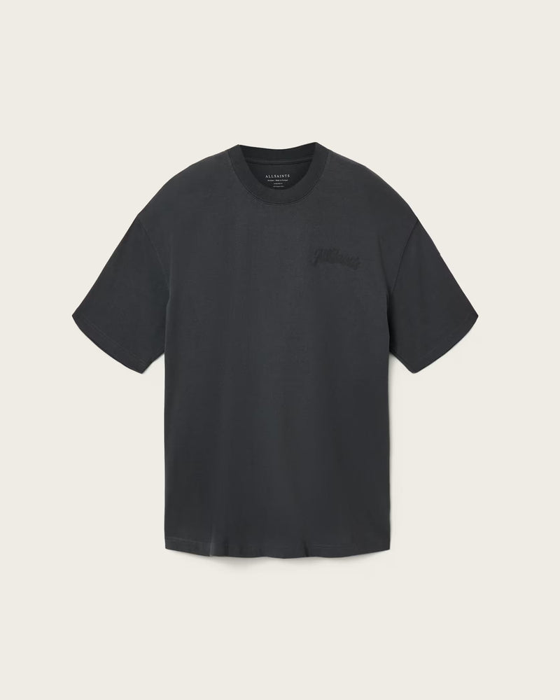 ALL SAINTS Odyssey Oversized Short Sleeve Crew Washed Black T-Shirt