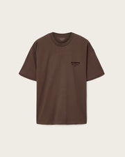 ALL SAINTS Xander Flocked Logo Oversized Bitter Brown T-Shirt