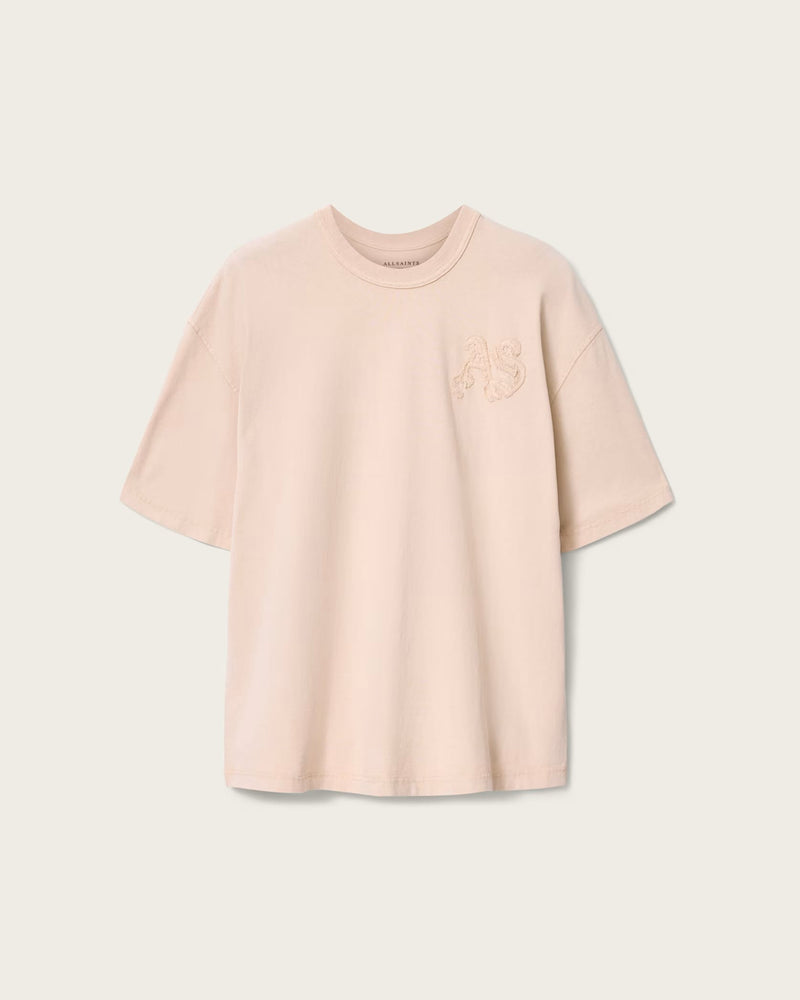 ALL SAINTS Insignia Short Sleeve Cotton Crystal Pink T-Shirt