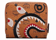Mcm x Bape Shark Zip Wallet Visetos Mini Cognac