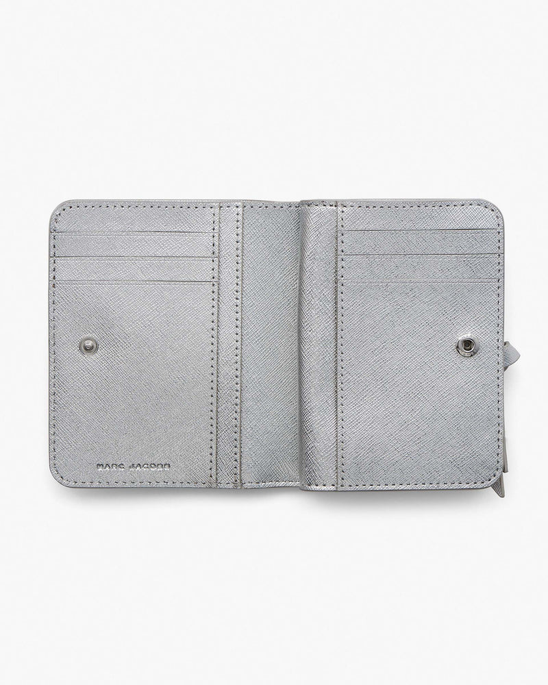 Marc Jacobs Marc Jacobs The Metallic Utility Snapshot Mini Compact Wallet Silver Silver