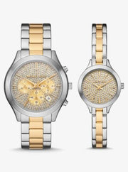 Michael Kors Aspyn His and Hers Pave Two-Tone Watch Set Two Tone