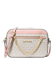 Michael Kors White Jet Set Logo Large Cross Body Bag