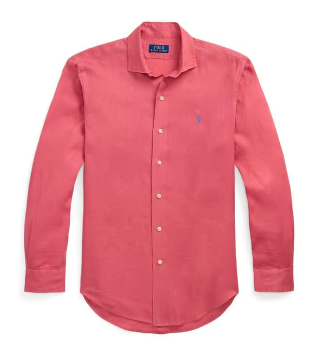 Polo Ralph Lauren  Men Blue Custom Fit Stretch End-on-End Shirt