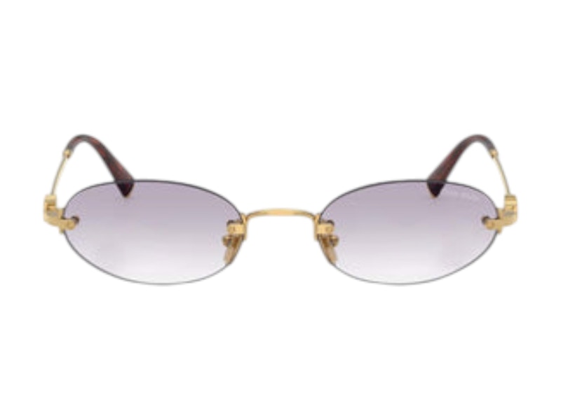 Miu Miu Oval Sunglasses Gold/Clear Gradient Dark Gray (0MU A54S 5AK04O)