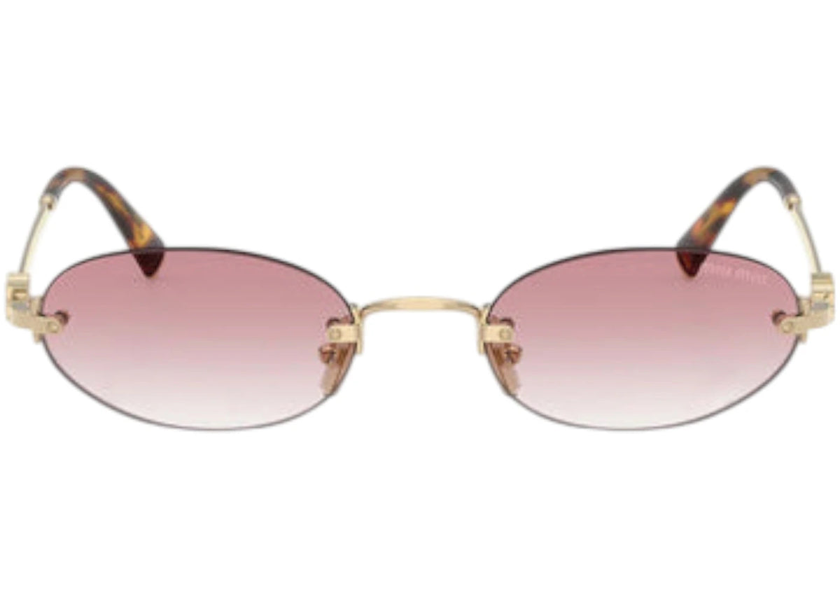 Miu Miu Oval Sunglasses Pale Gold (0MU A54S ZVN70O)
