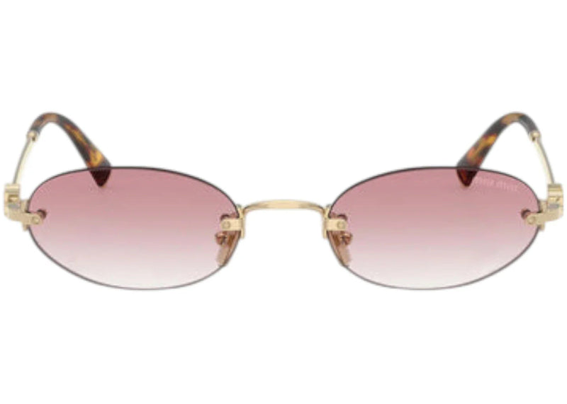 Miu Miu Oval Sunglasses Pale Gold (0MU A54S ZVN70O)