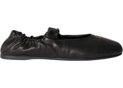 Miu Miu Ruches Nappa Leather Ballerinas Black (Women's)