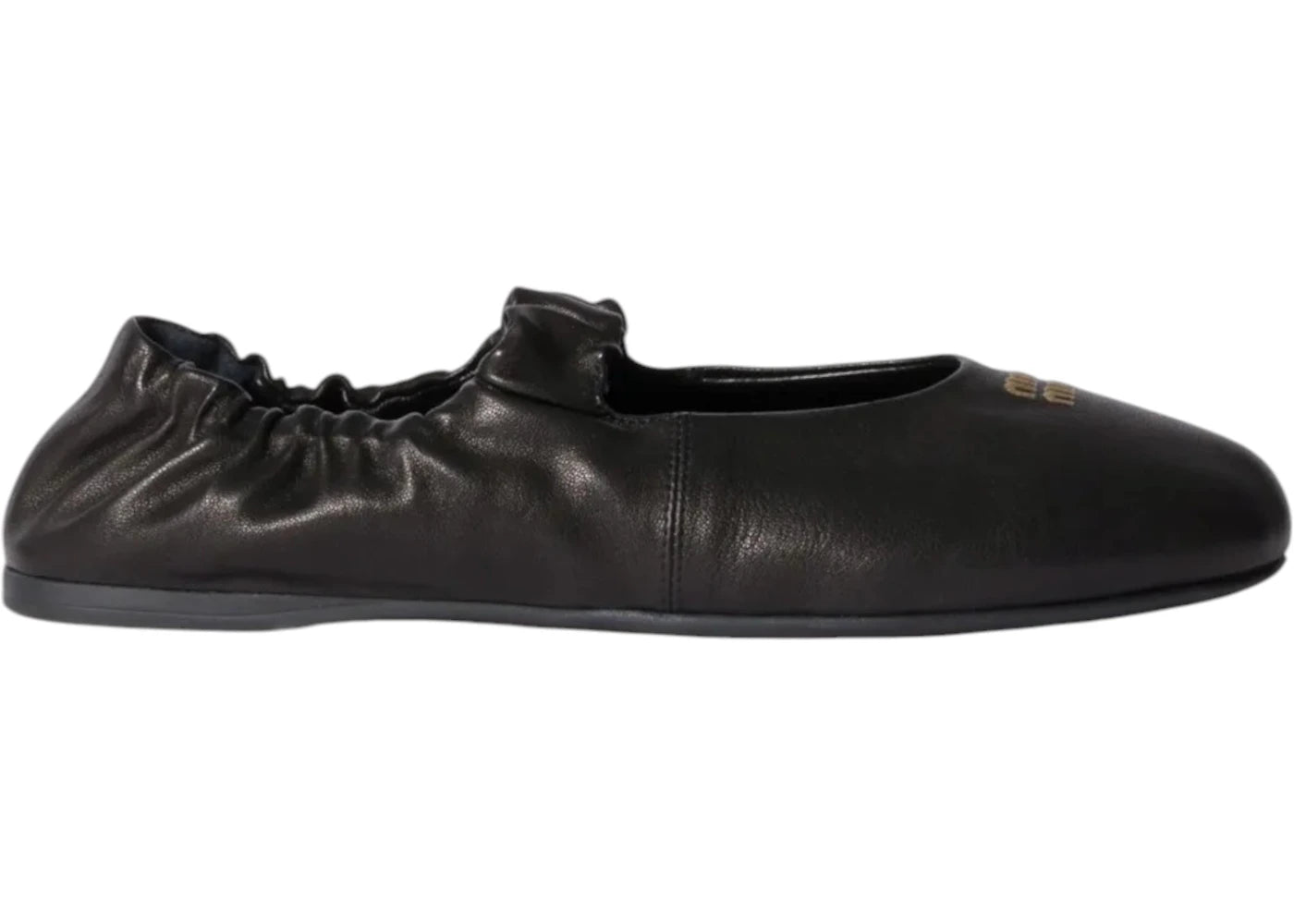 Miu Miu Ruches Nappa Leather Ballerinas Black (Women's)