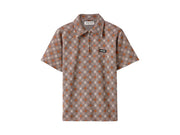 Miu Miu Silk Check Polo Shirt Tabacco