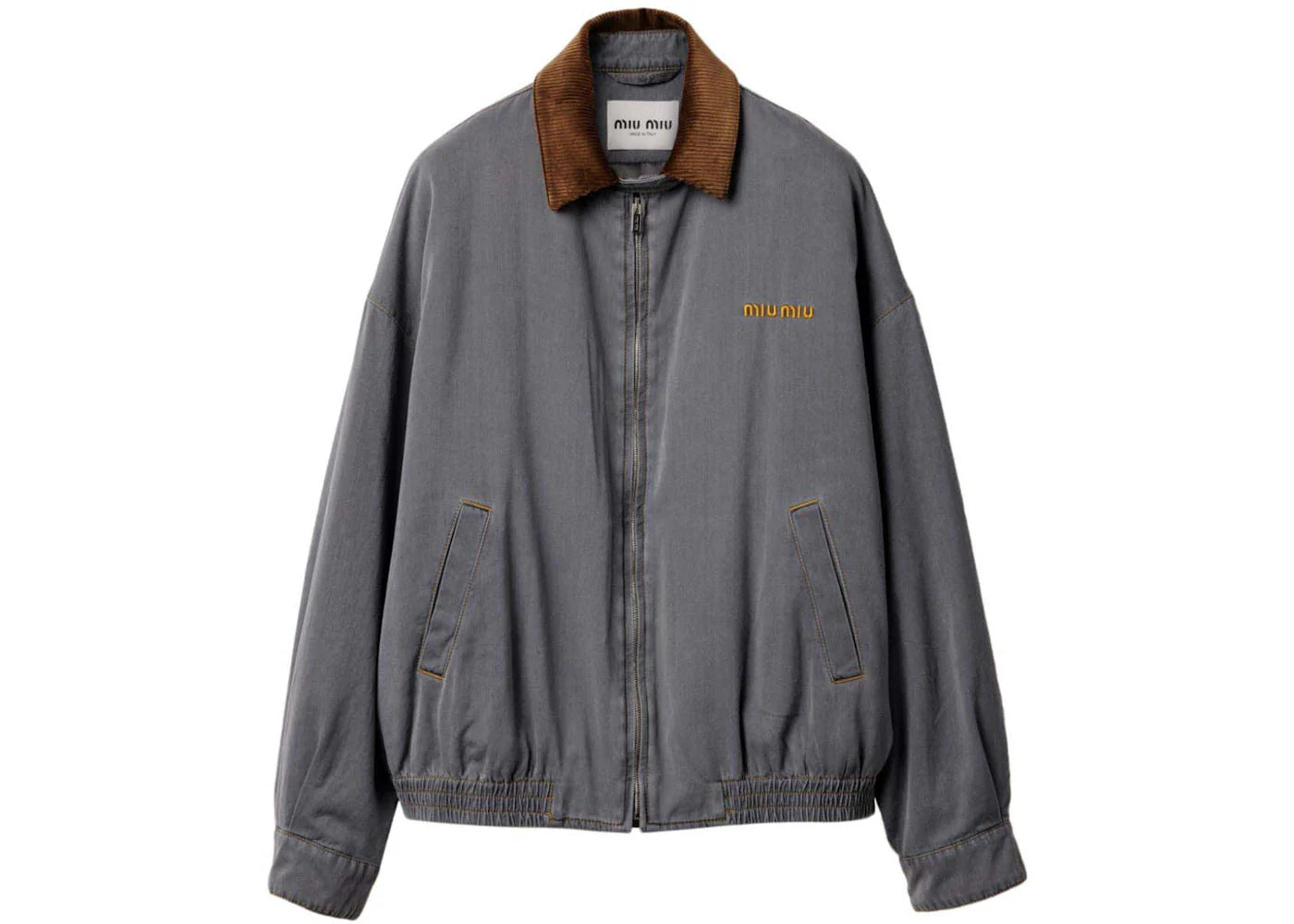 Miu Miu Velvet Collared Chambray Jacket Grey