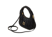 Miu Miu Wander Matelasse Nappa Leather Mini Hobo Bag Black