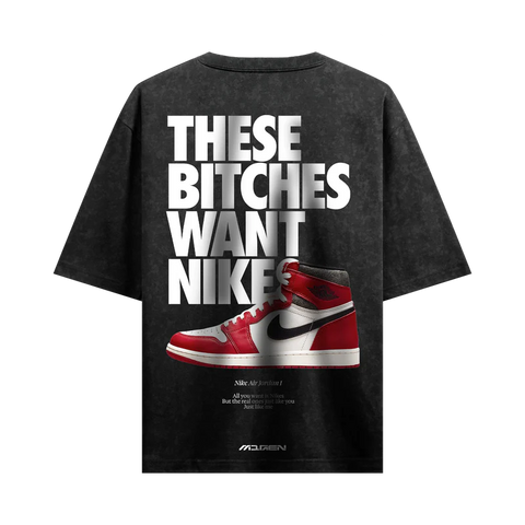 Myugen Nike Bitches Acid Wash Oversized T-Shirt Black