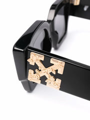 OFF-WHITE Catalina Rectangular Frame Sunglasses Black/Dark Grey/Gold (OERI003Y21PLA0011007 / OERI003C99PLA0011007)