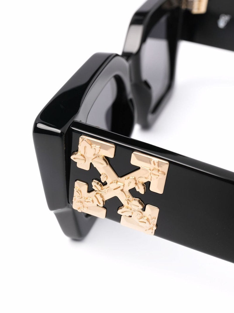 OFF-WHITE Catalina Rectangular Frame Sunglasses Black/Dark Grey/Gold (OERI003Y21PLA0011007 / OERI003C99PLA0011007)