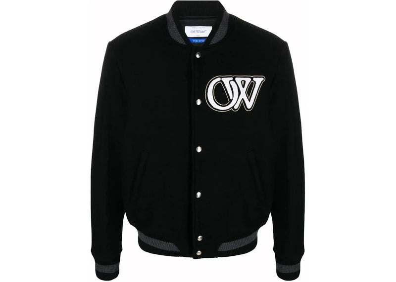 Off-White Logo-Applique Varsity Bomber Jacket Black