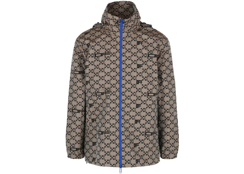 Off-White Monogram Allover Windbreaker Jacket Brown