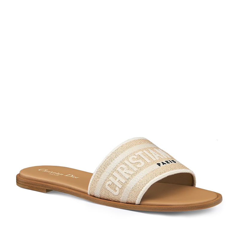 Christian Dior Dway Platform Slide In Beige And Brown