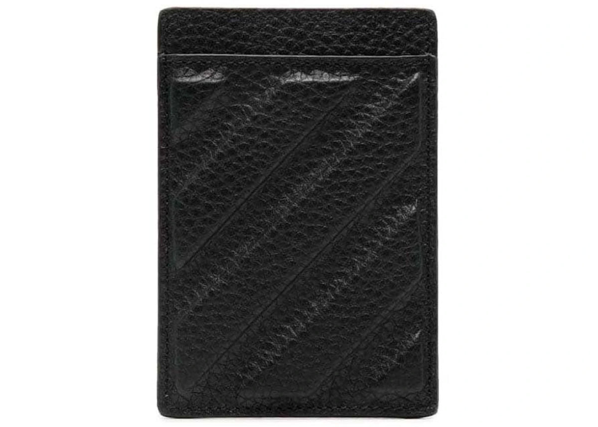 Off-White Diag Stripe Leather Card Holder Black